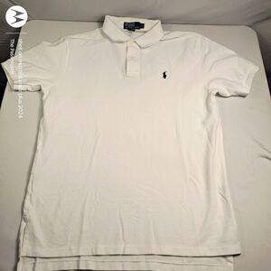 Vintage Bright White Pique Cotton Polo Size US L